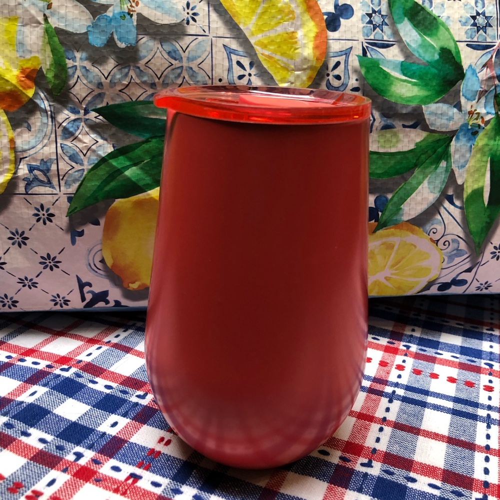 Coral colored Insulated stainless steel WineTumbler.